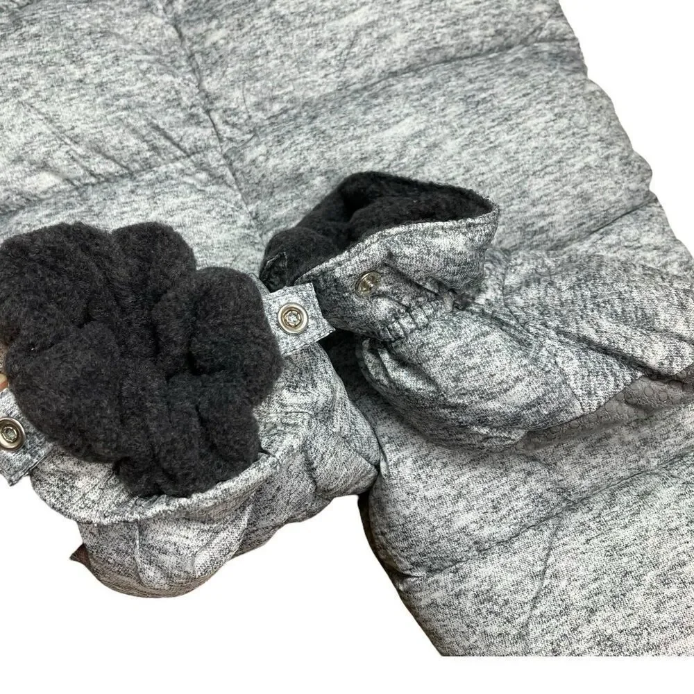 Baby Gap 0-6 Months Grey‎ Down Insulated Bunting Snowsuit Fleece Booties Puffer